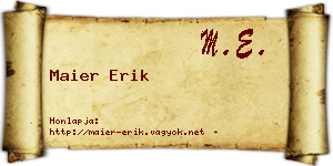 Maier Erik névjegykártya